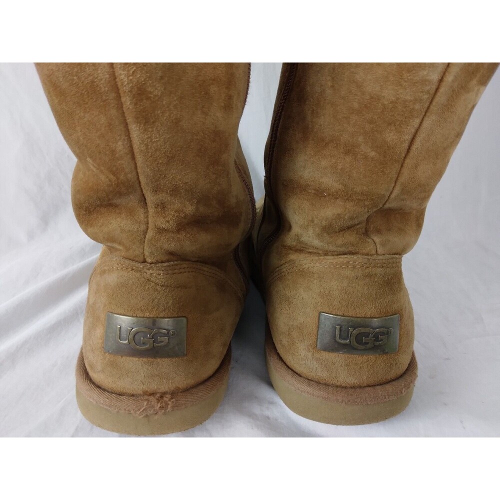 UGG Australia Kenly 1890 Winter Tall Chestnut Suede Side Zip Boots Womens Size 9 - Picture 10 of 13